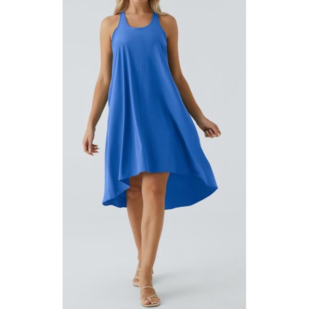 Halara NEW - Breezeful Backless Racerback Size Medium High Low Flowy Midi Dress - Picture 16 of 16